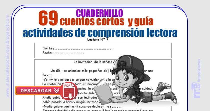 Cuadernillo 69 Cuentos Cortos Y Guía Actividades De Comprensión Lectora